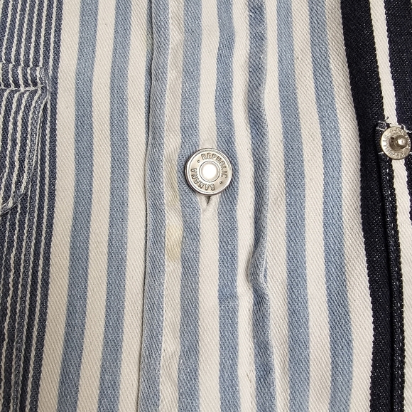 Vintage Banana Republic Safari & Travel Blue Multi Striped Button Down Shirt XL - Picture 4 of 9
